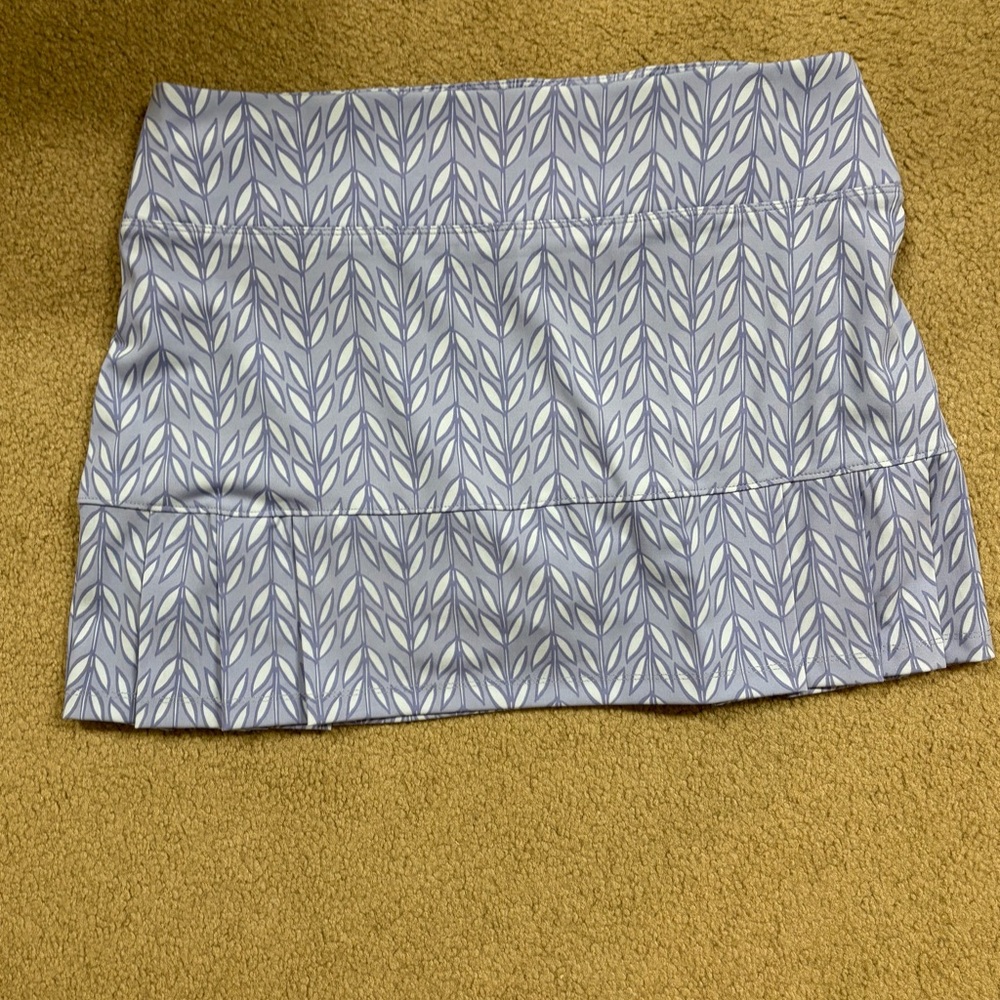 Sigrid Olsen Light Blue & White Leaf-Print tennis Mini Skirt